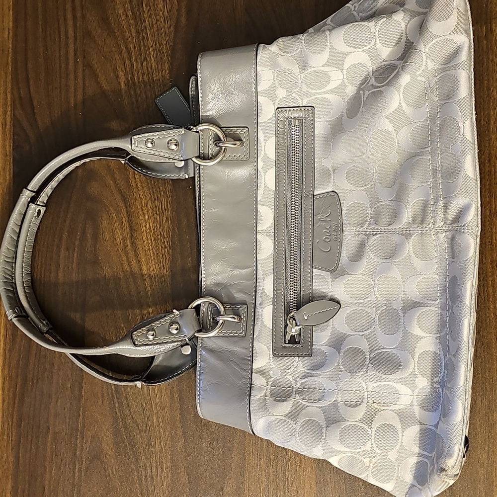 COACH Brooke Jacquard Satchel Handbag Gray